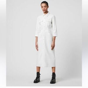 All Saints OSA Denim dress in White NWT Size 2